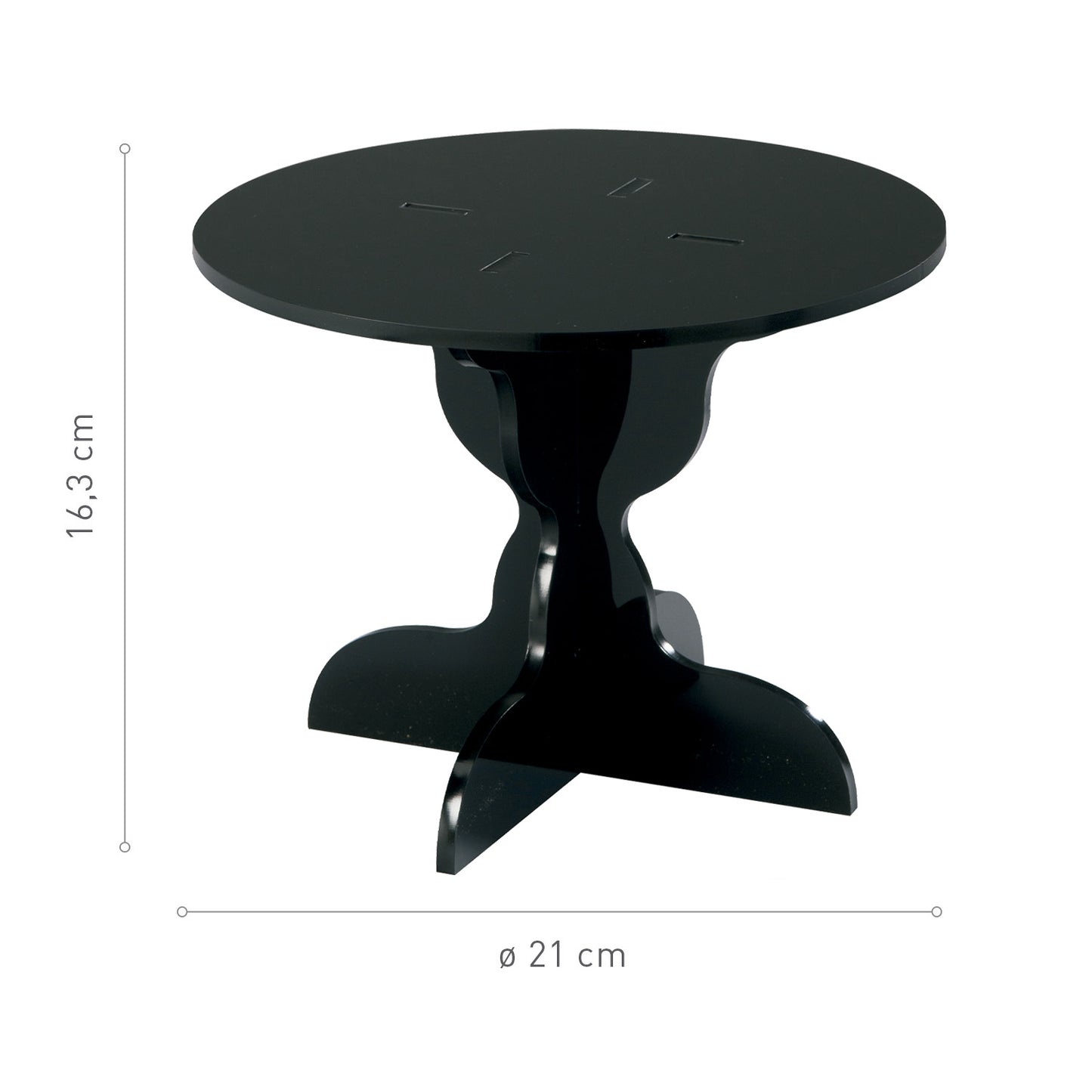 MINI SOPORTE PLEXIGLAS NEGRO  Ø 21CM H 16.3CM