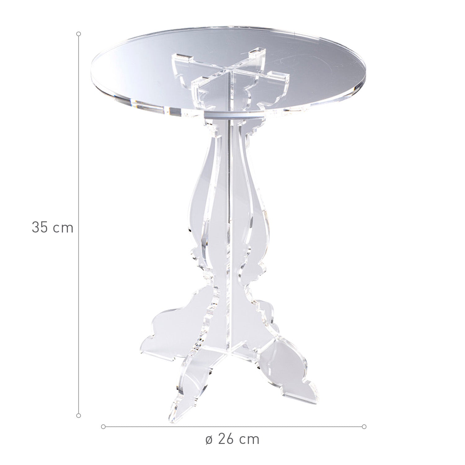 PRESÉNTOIR VERRE BAROQUE PLEXIGLAS Ø 26CM H 35CM