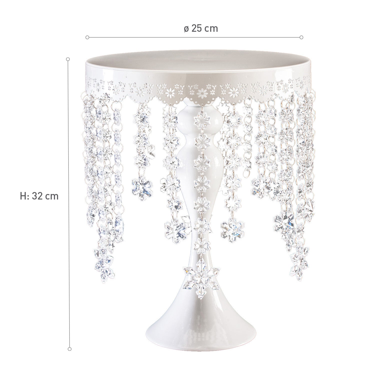 SOPORTE TARTA REDONDO CON DIAMANTES 25 CM