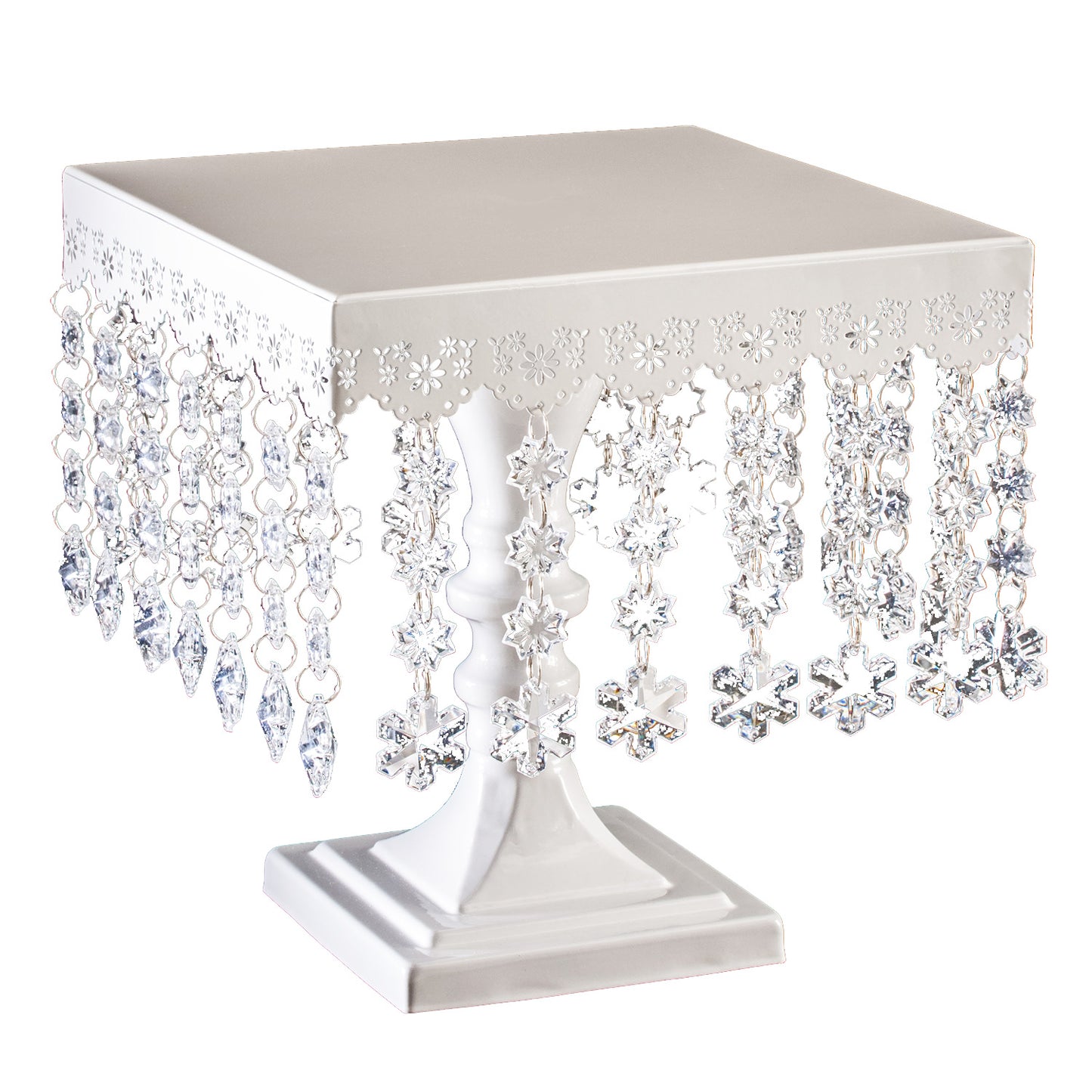 SOPORTE TARTA CUADRADO CON DIAMANTES 25CM