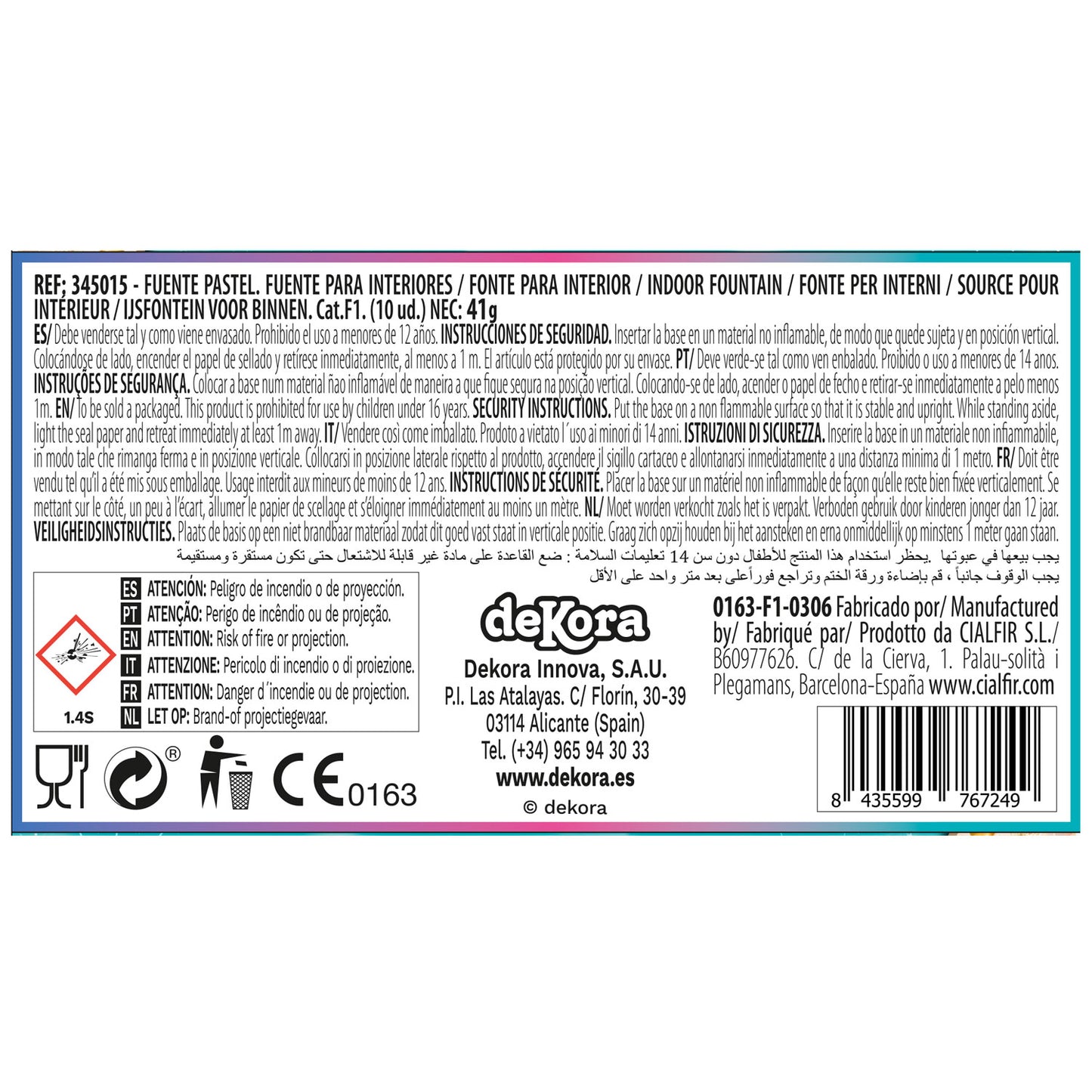 SCATOLA 10 BASTONCINI PIROTECNICI 12CM