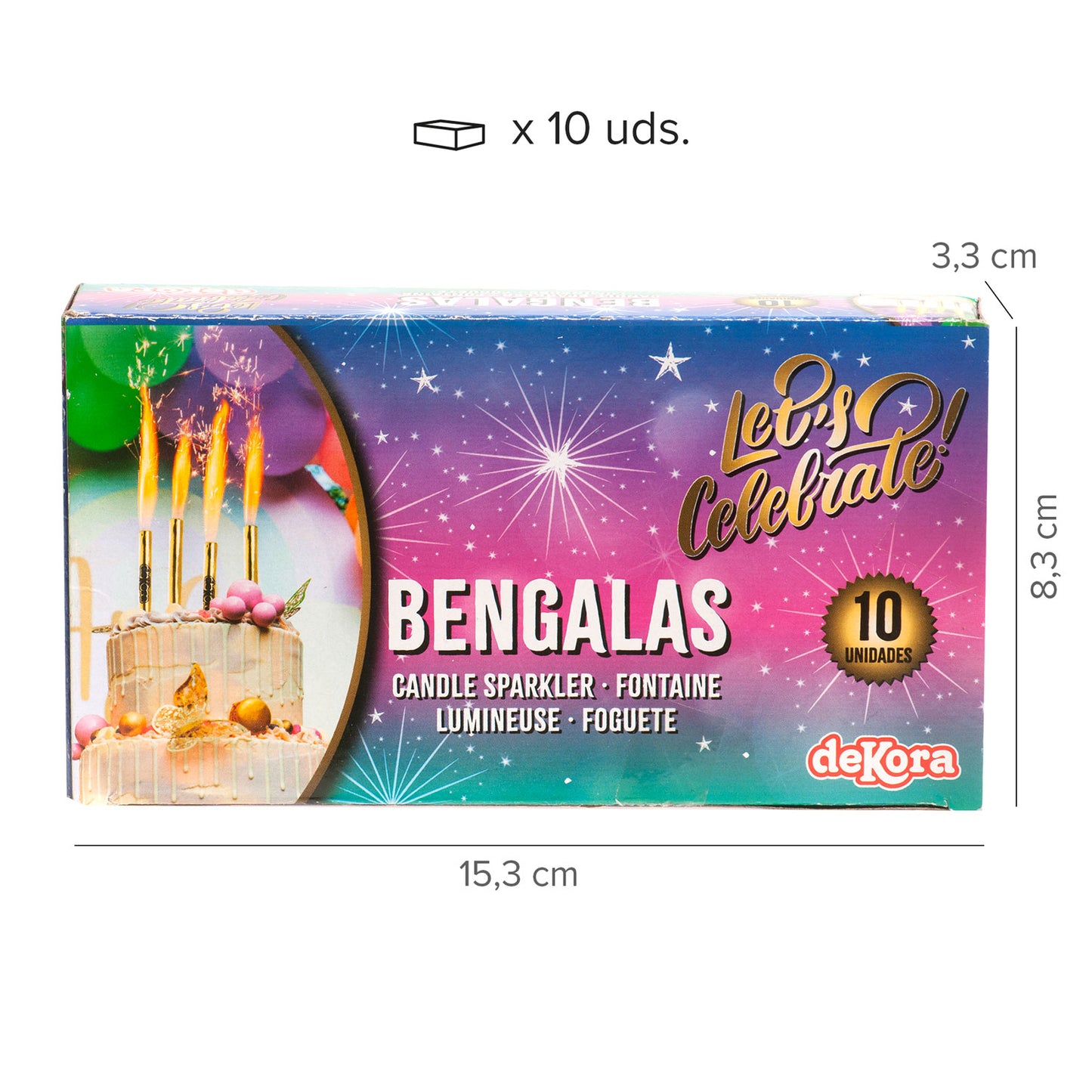 CAJA DE 10 FUENTES LUMINOSAS 12CM