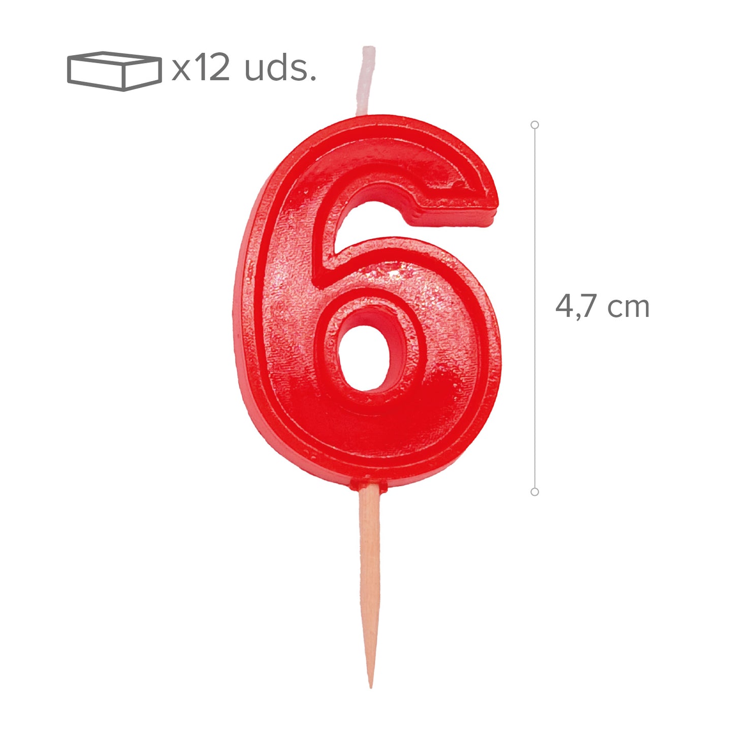 12 VELAS NÚMERO 6 HELVET