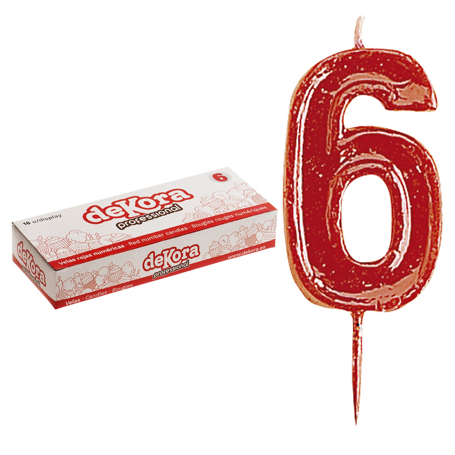 12 VELAS NUMERO 6 HELVET