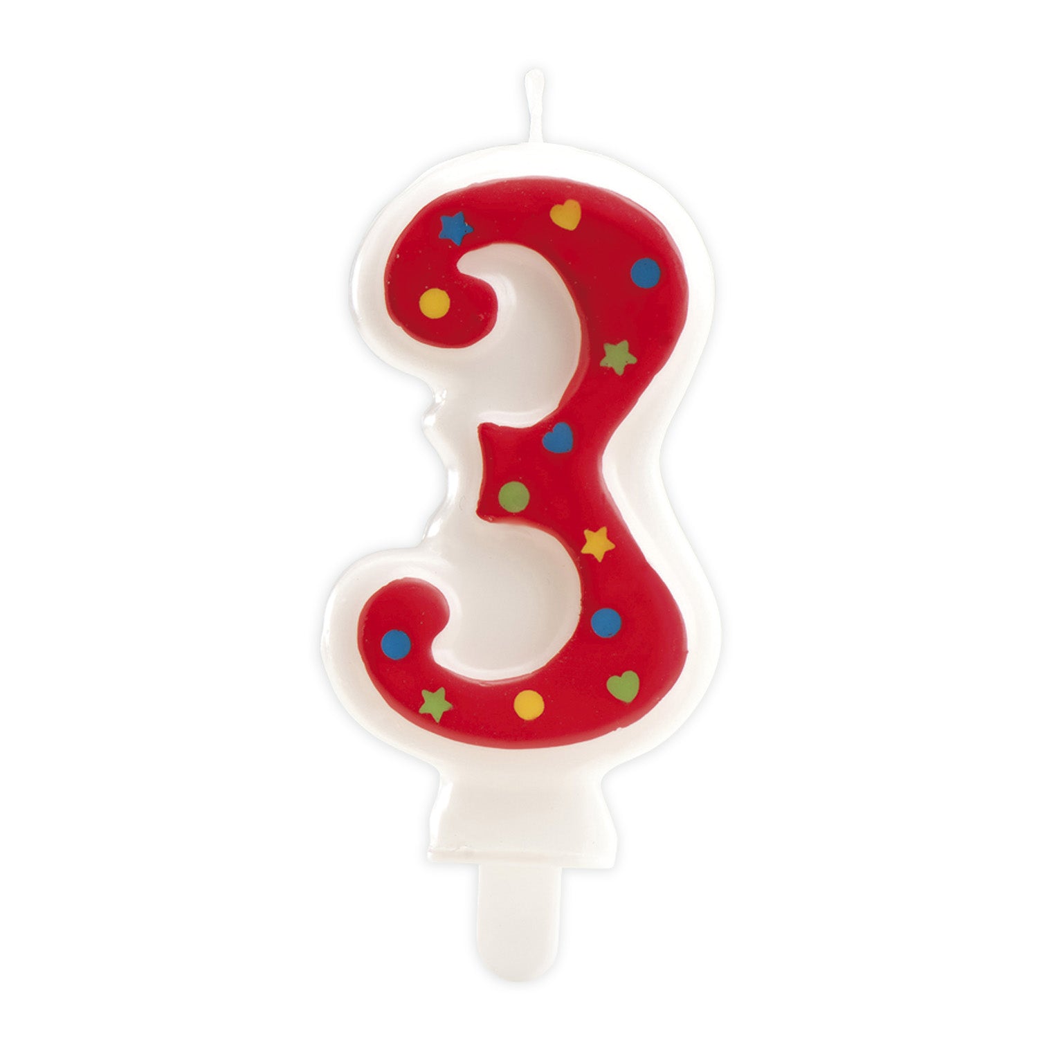 BOUGIE FETE CHIFFRE 3 ROUGE 6,5CM
