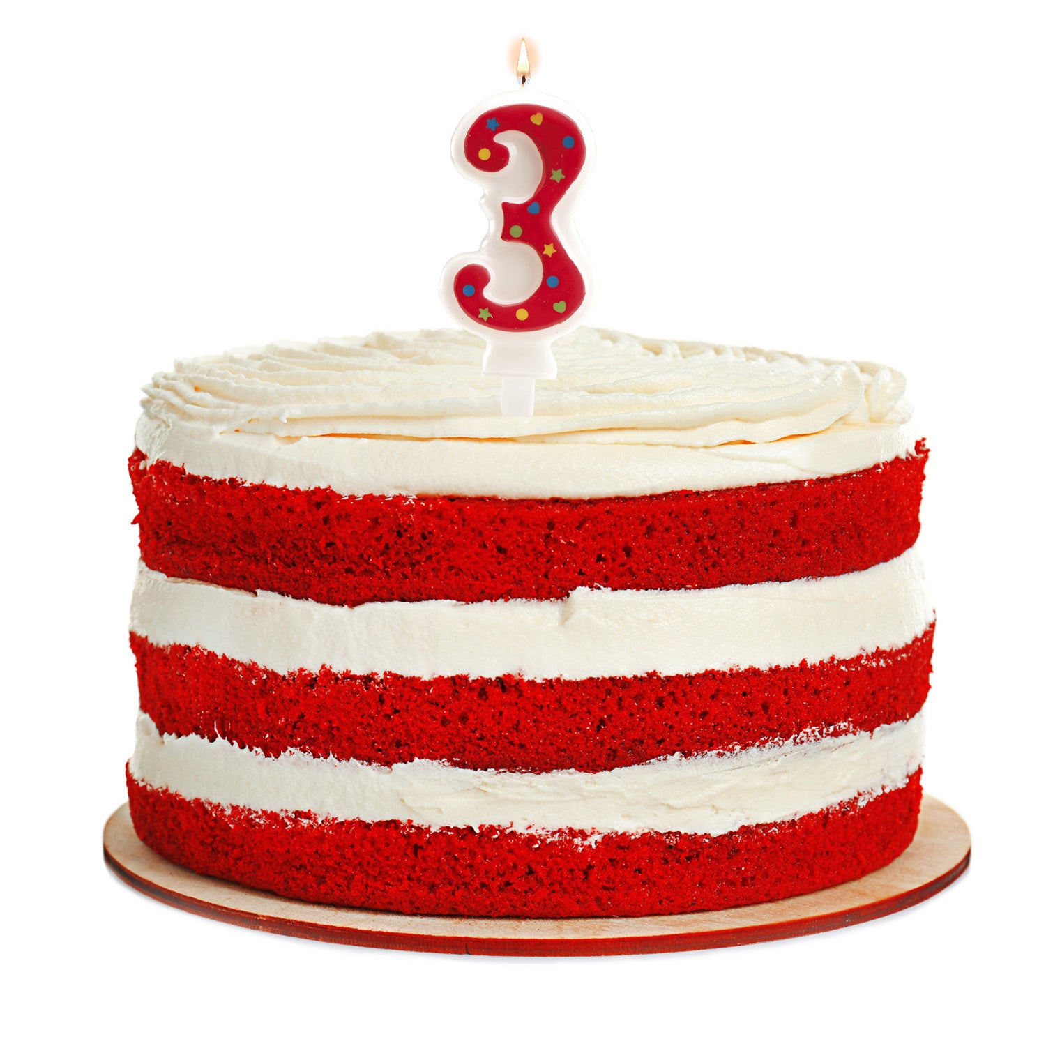 BOUGIE FETE CHIFFRE 3 ROUGE 6,5CM