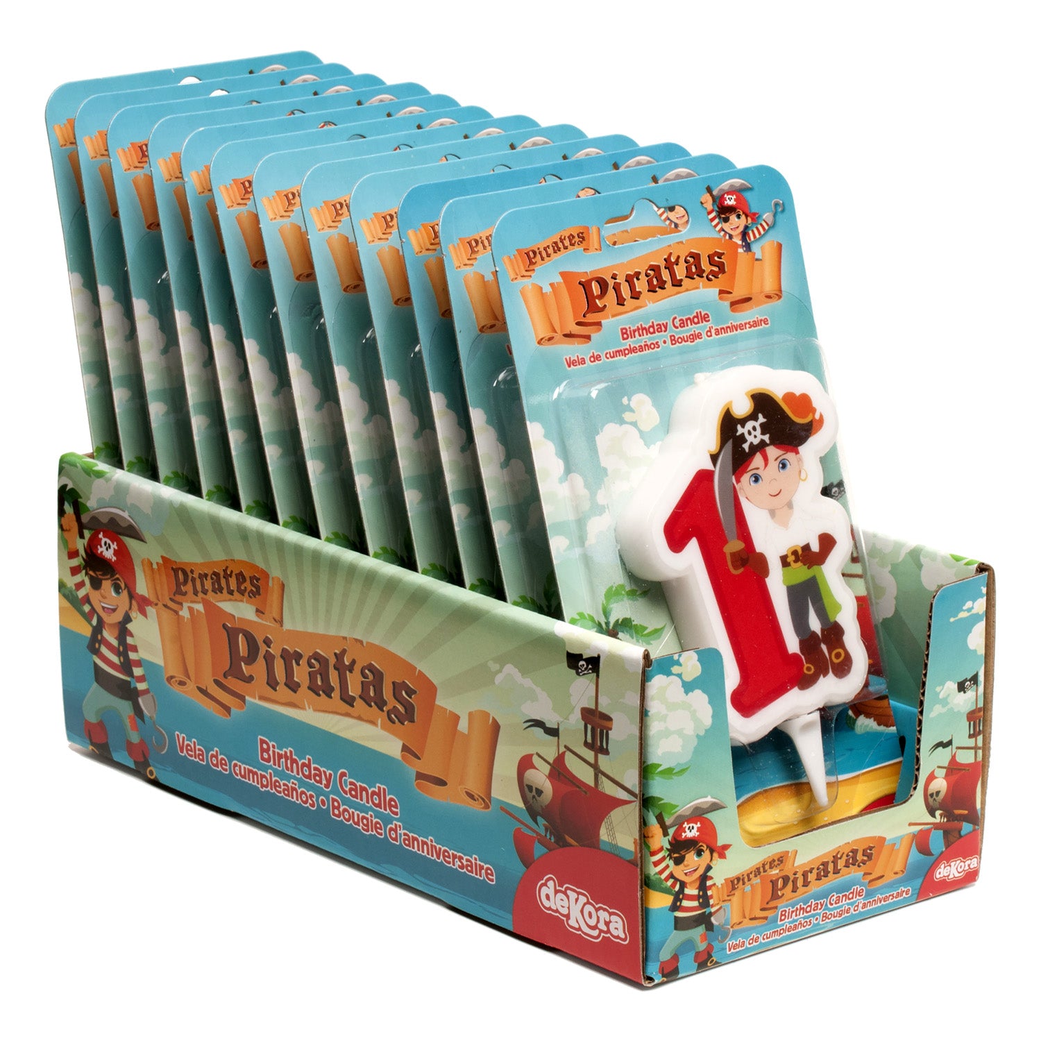 DISPLAY 12 BOUGIES PIRATES Nº1-7CM.