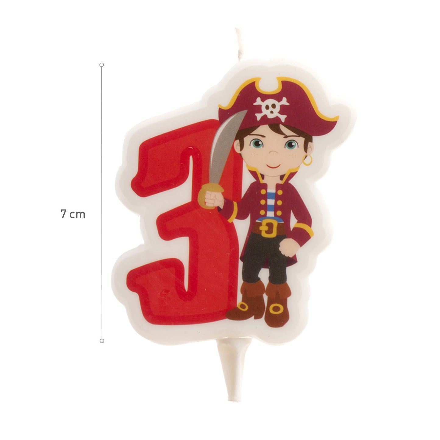 DISPLAY 12 VELAS 2D PIRATAS Nº3 | 7CM