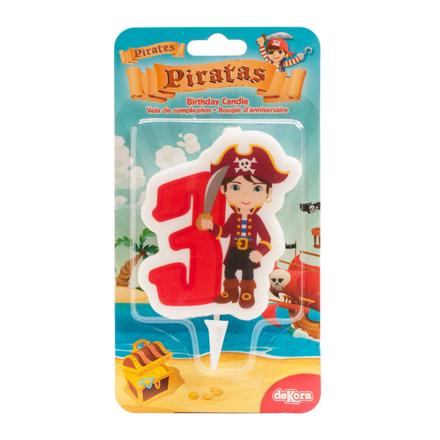 DISPLAY 12 VELAS 2D PIRATAS Nº3 | 7CM