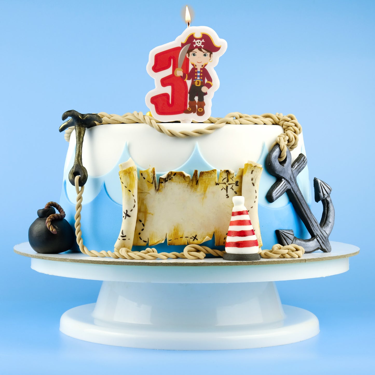 DISPLAY 12 VELAS 2D PIRATAS Nº3 | 7CM