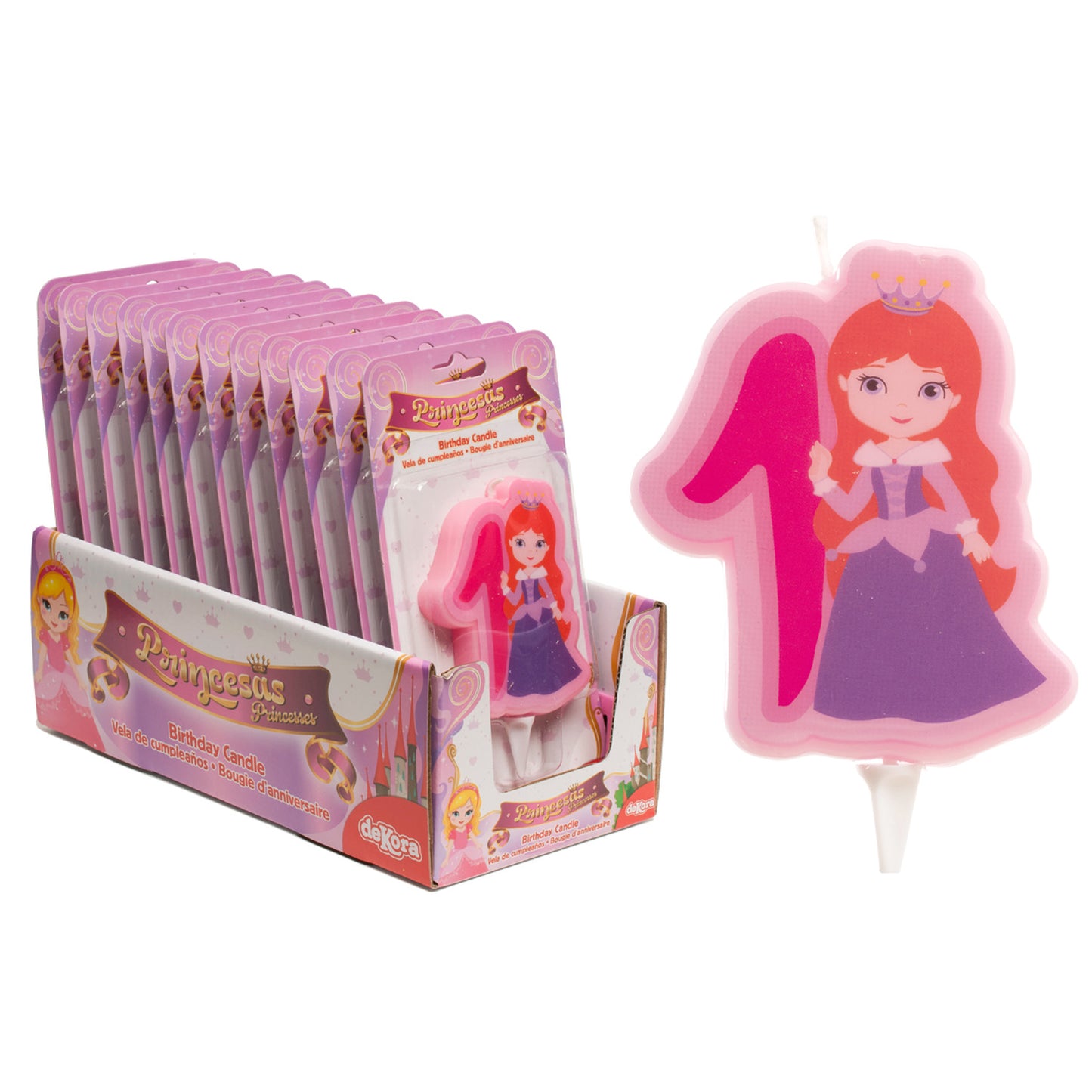DISPLAY 12 VELAS 2D PRINCESA Nº1 | 7CM
