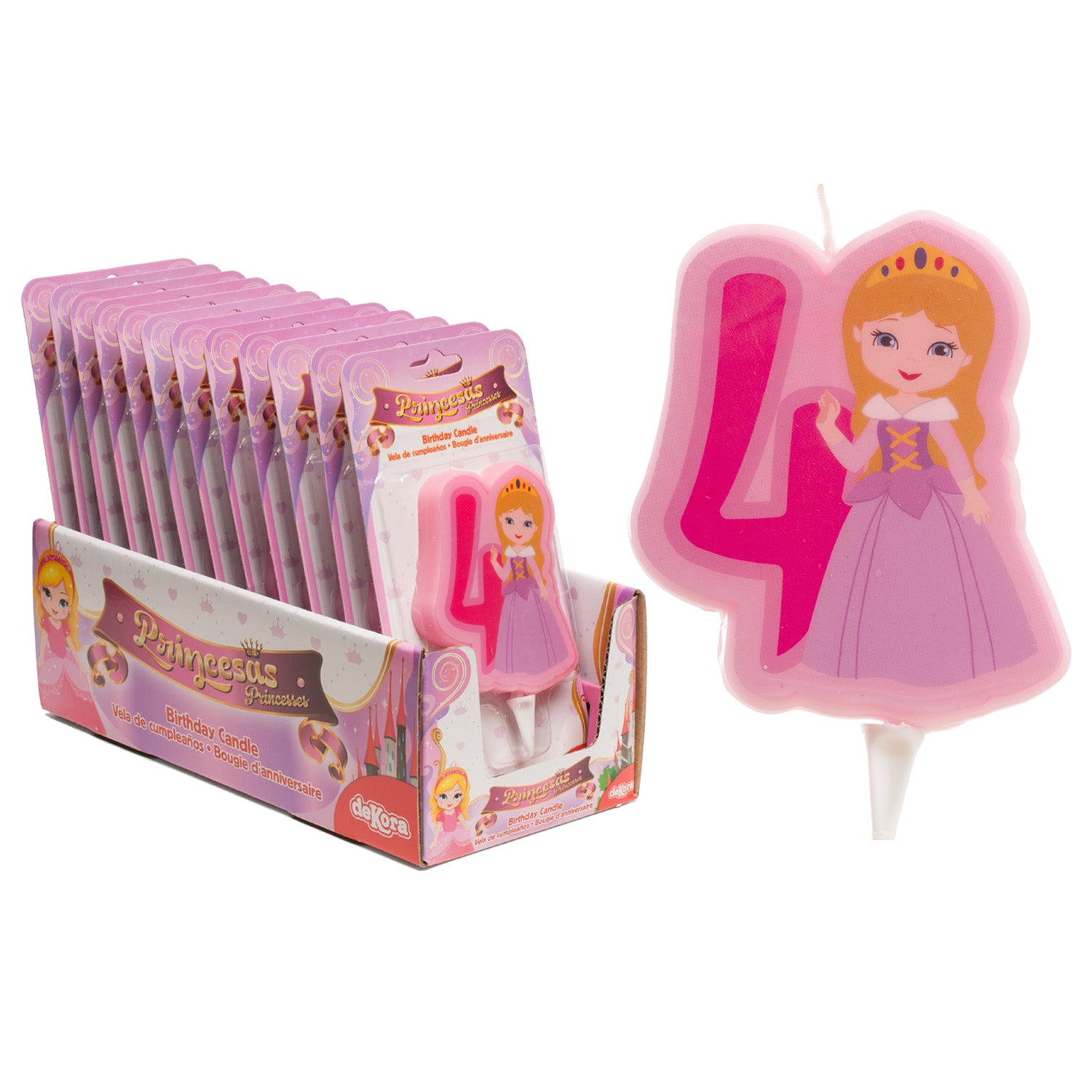 DISPLAY 12 VELAS 2D PRINCESA Nº4 | 7CM