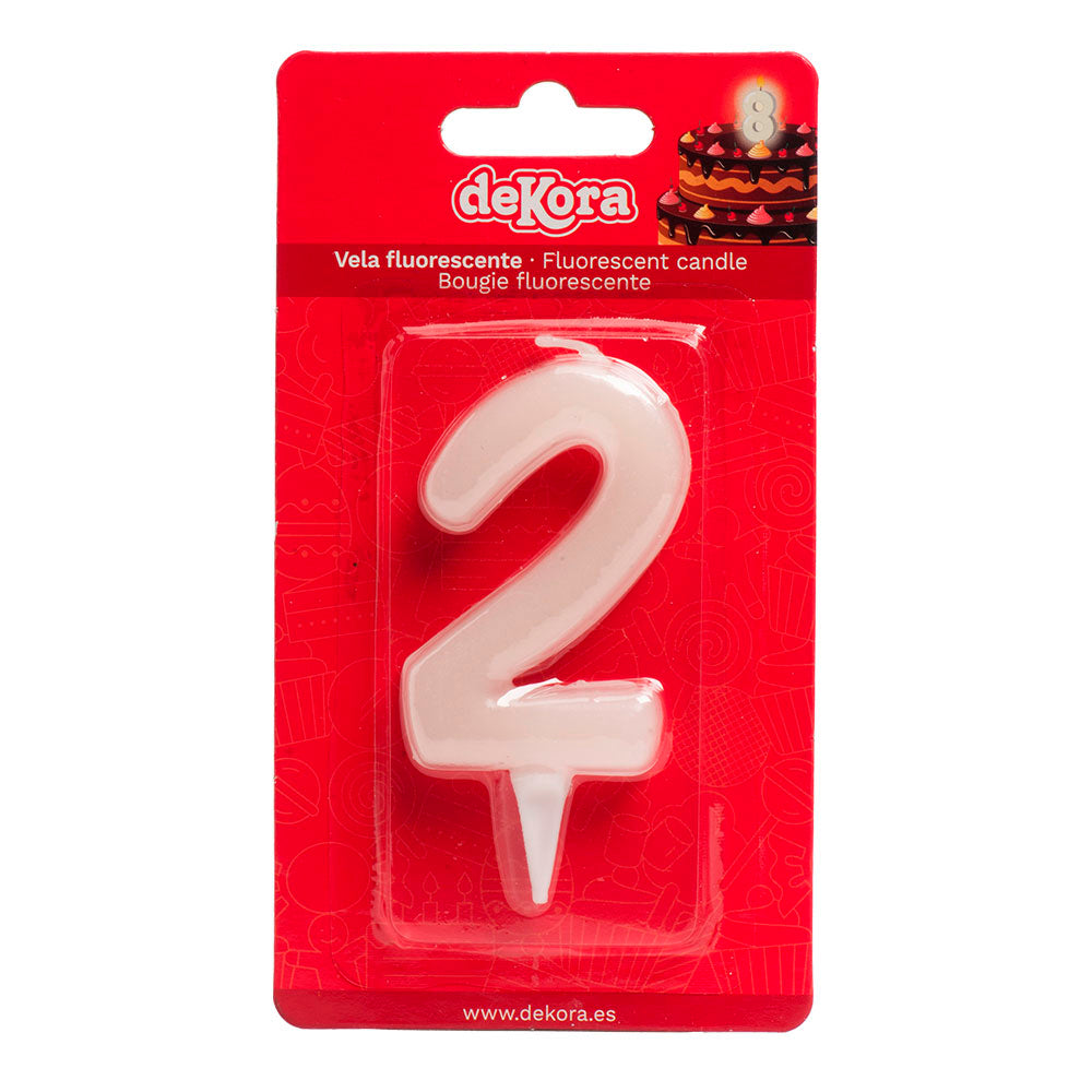 DISPLAY 12 FLUOR BOUGIES CHIFFRE 2 6CM