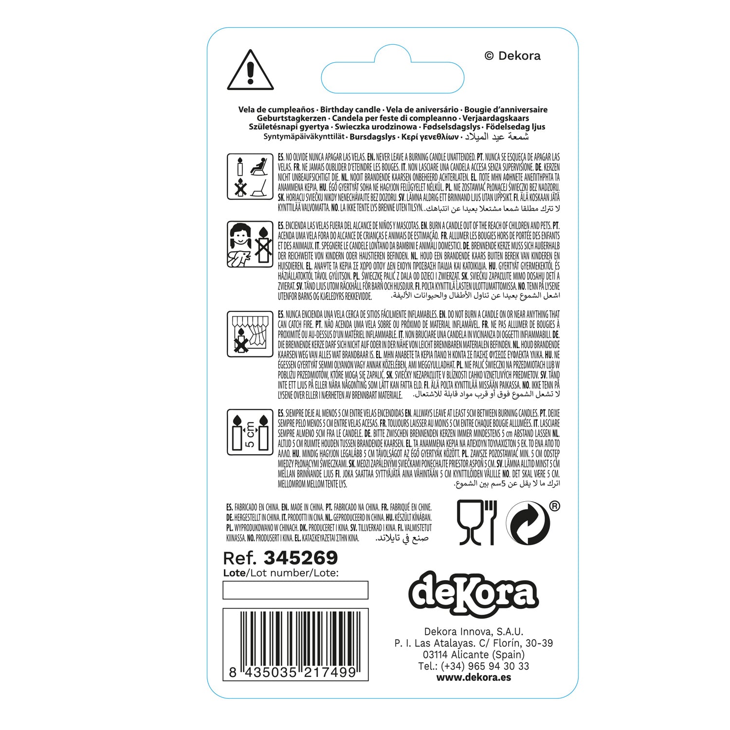 ESPOSITORE 12 CANDELINE Nº3 FLUORESCENTE 6CM