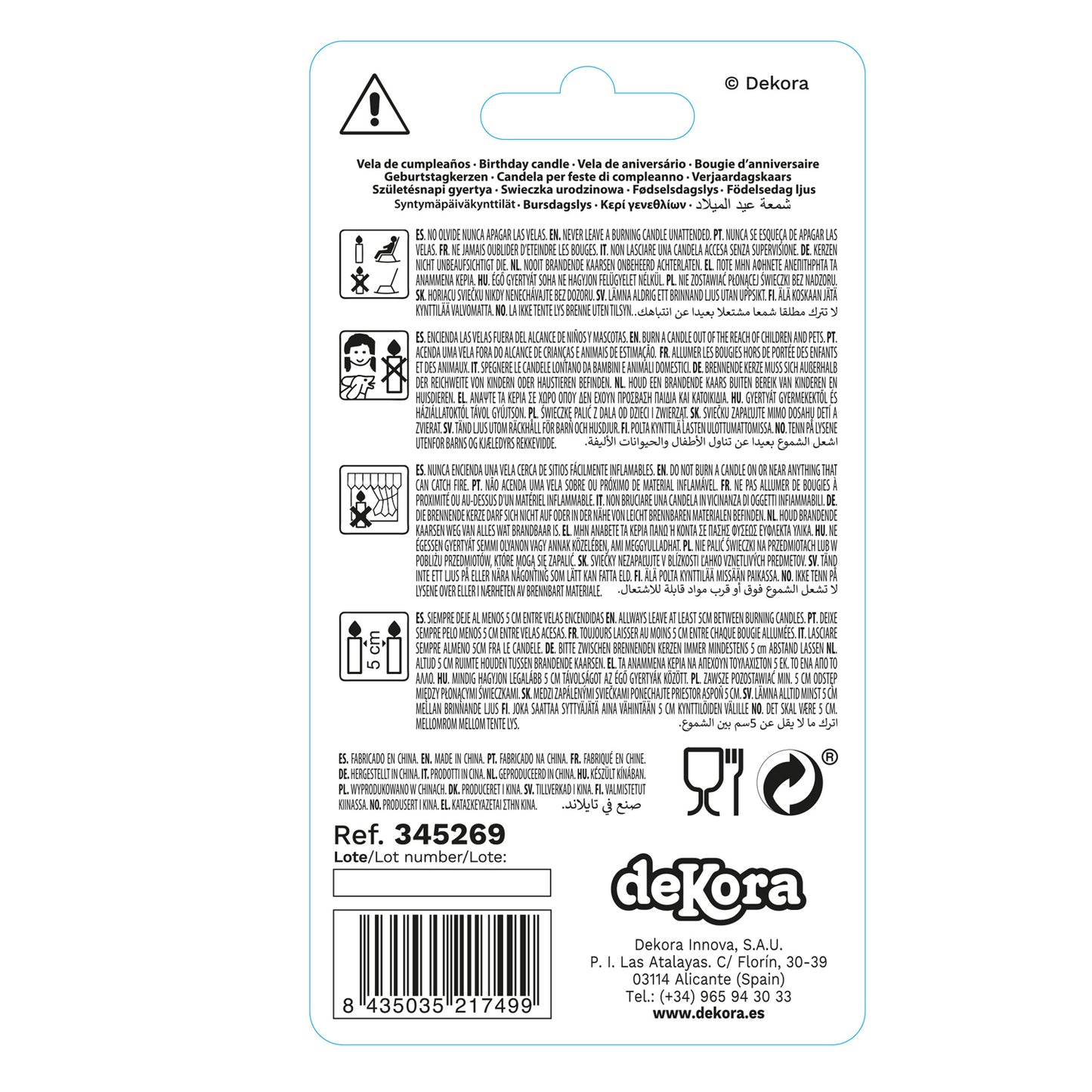 ESPOSITORE 12 CANDELINE Nº3 FLUORESCENTE 6CM