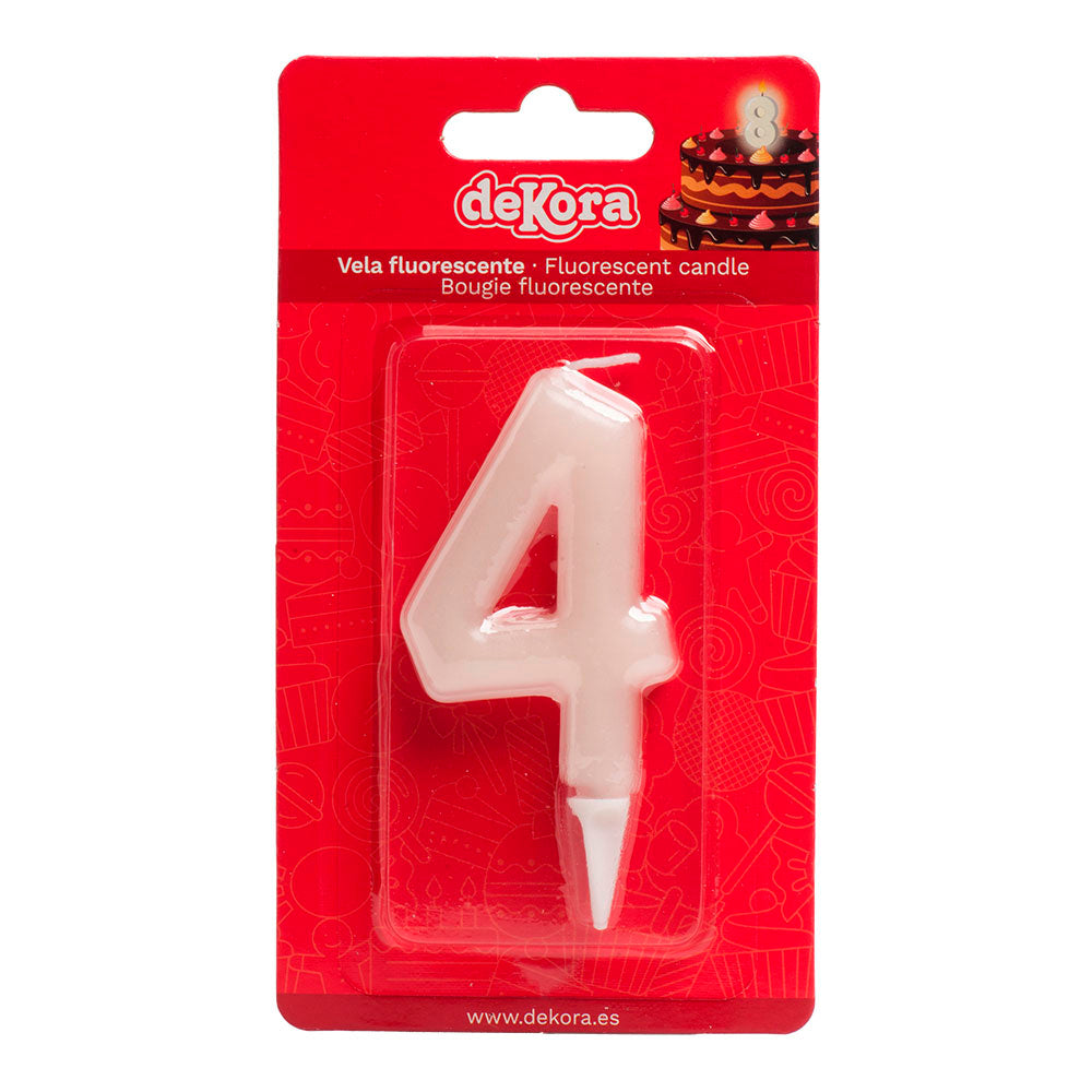 DISPLAY 12 FLUOR BOUGIES CHIFFRE 4 6CM