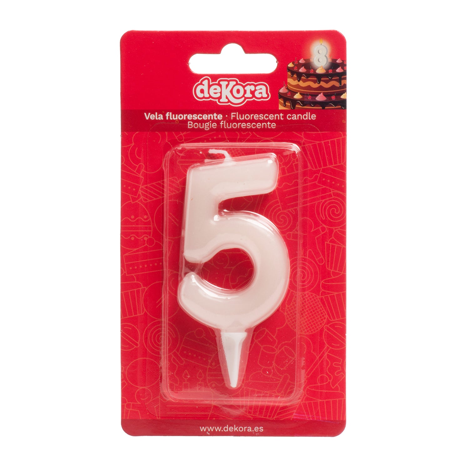 DISPLAY 12 FLUOR BIRTHDAY CANDLES Nº5 6CM