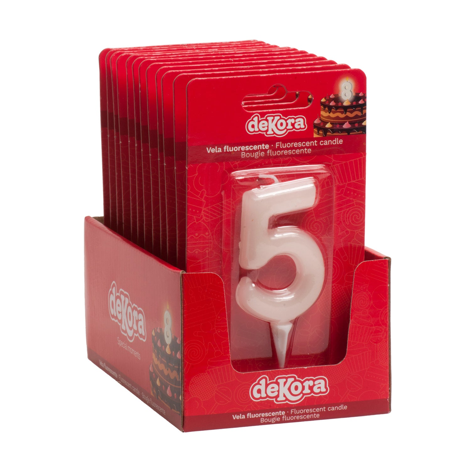 ESPOSITORE 12 CANDELINE Nº5 FLUORESCENTE 6CM