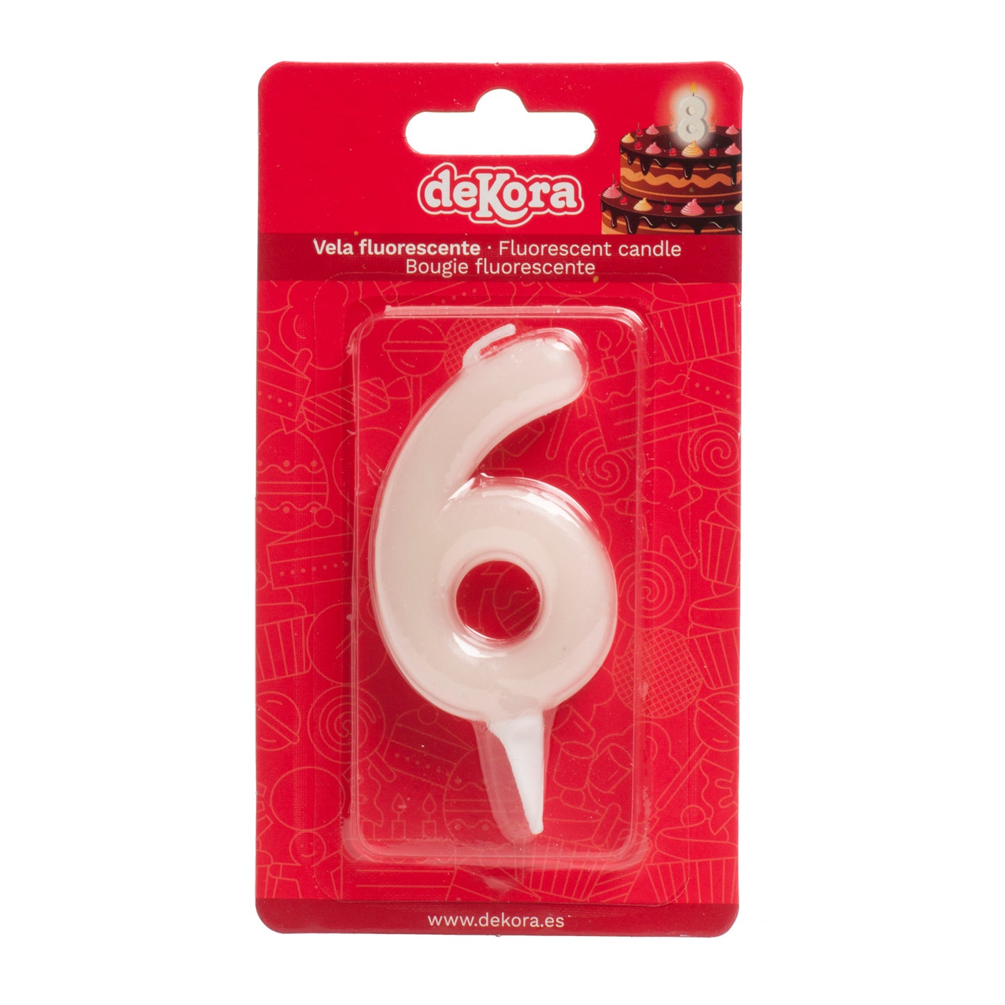 DISPLAY 12 FLUOR BIRTHDAY CANDLES Nº6 6CM