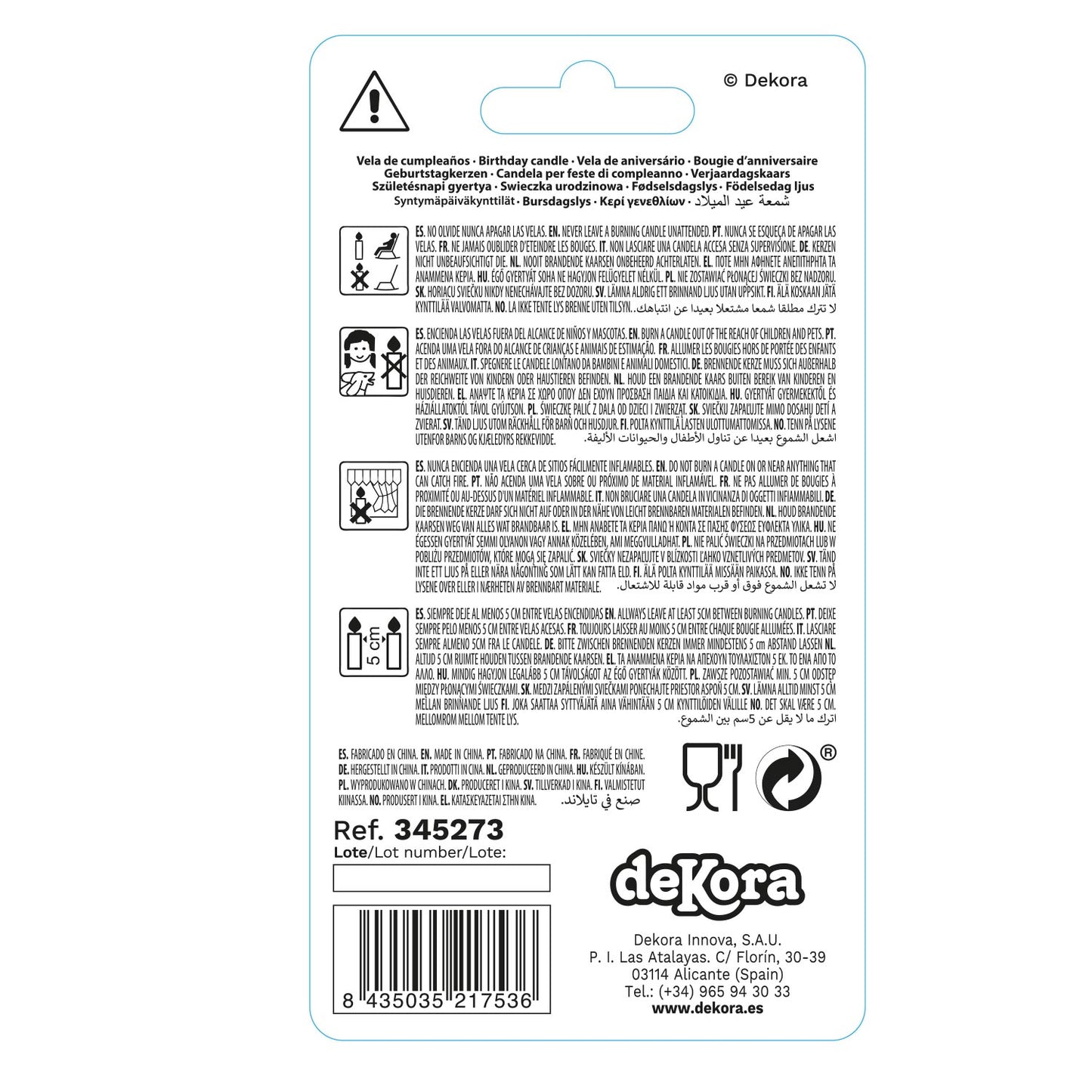 ESPOSITORE 12 CANDELINE Nº7 FLUORESCENTE 6CM