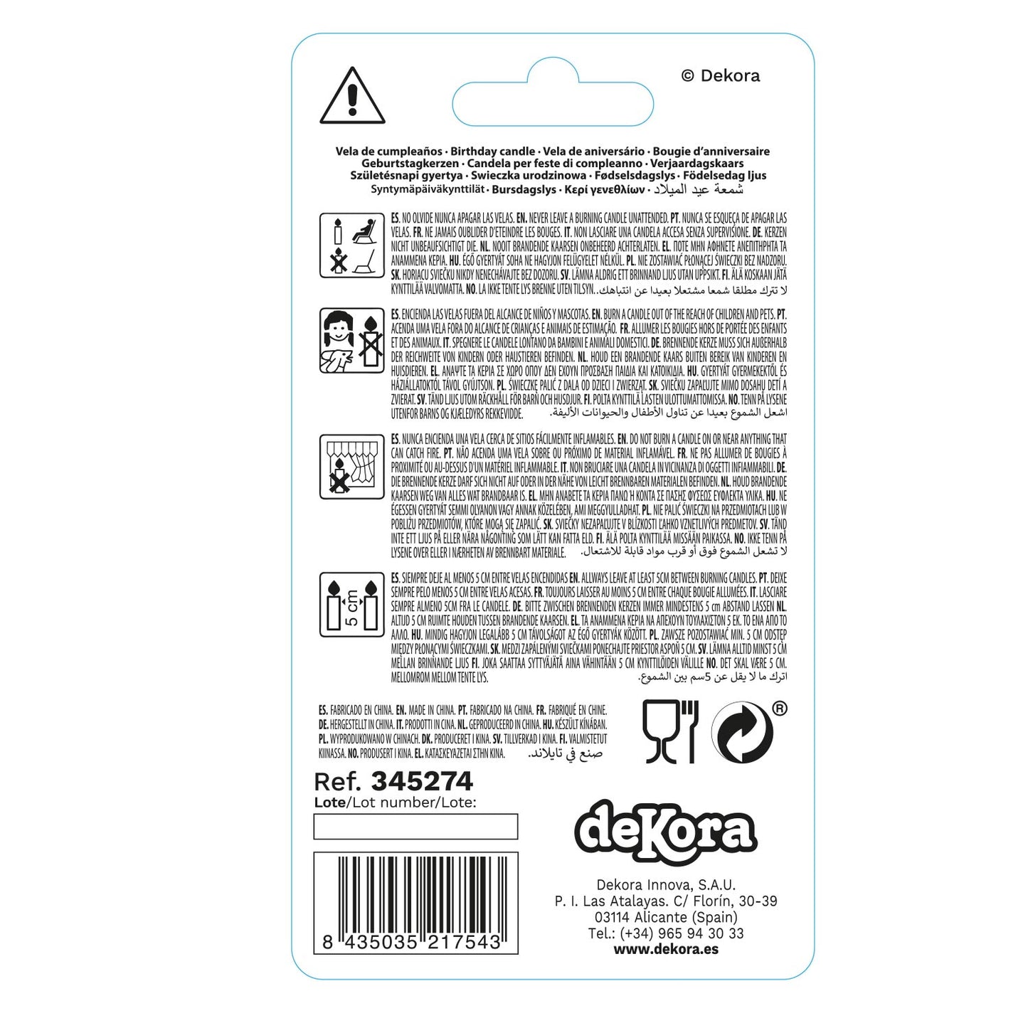 ESPOSITORE 12 CANDELINE Nº8 FLUORESCENTE 6CM