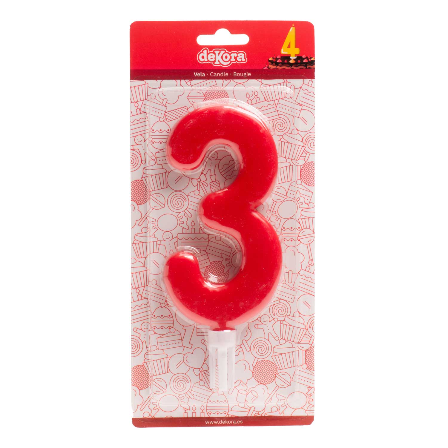DISPLAY 6 GIANT BIRTHDAY CANDLES Nº3 15CM