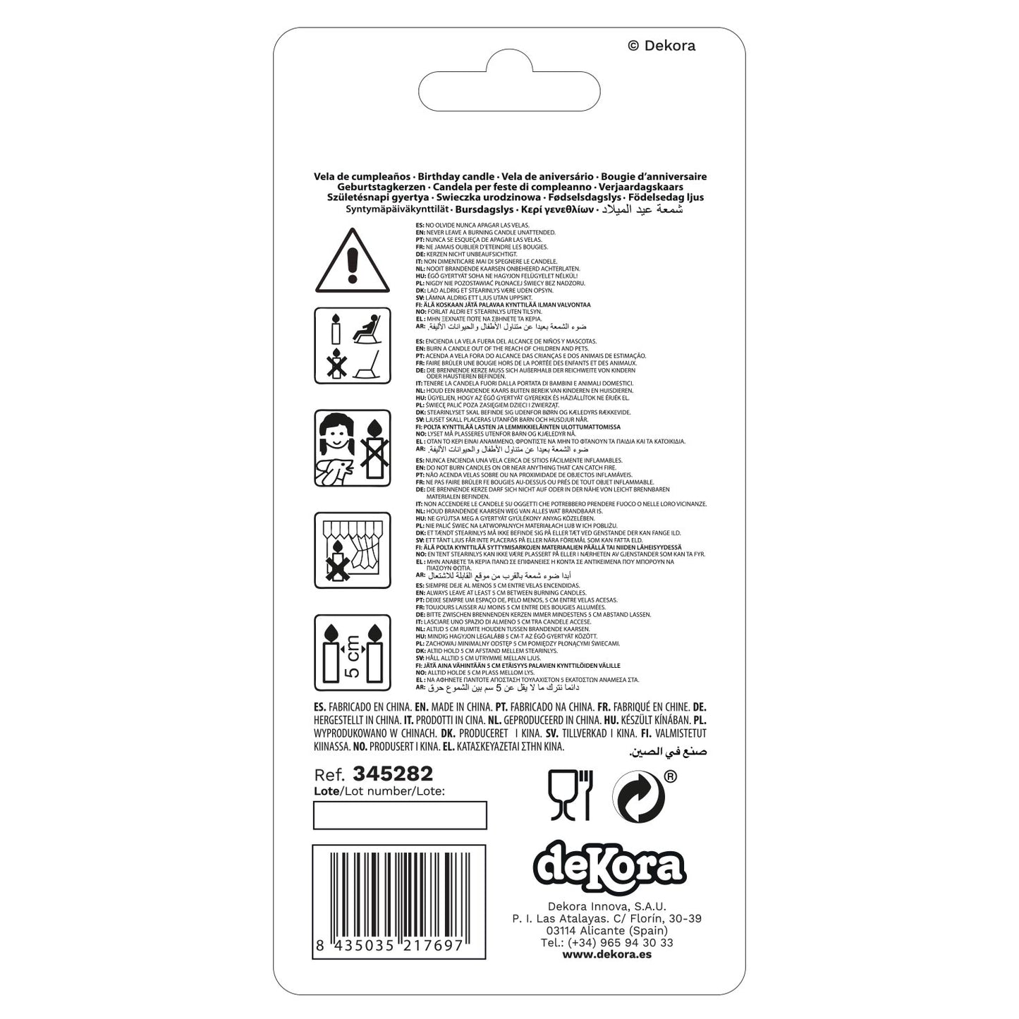 DISPLAY 6 GIANT BIRTHDAY CANDLES Nº5 15CM