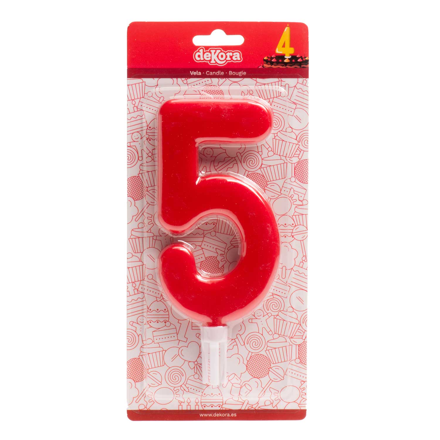 DISPLAY 6 GÉANTE BOUGIES CHIFFRE Nº5 15CM