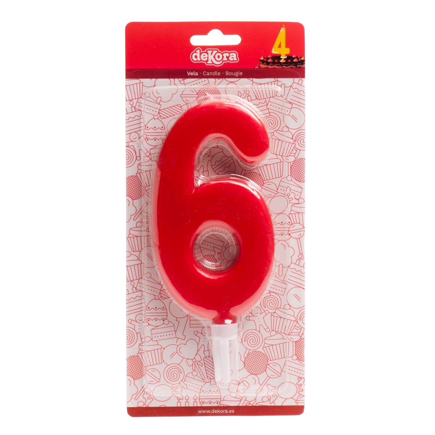 DISPLAY 6 VELAS GIGANTES Nº6 -15CM