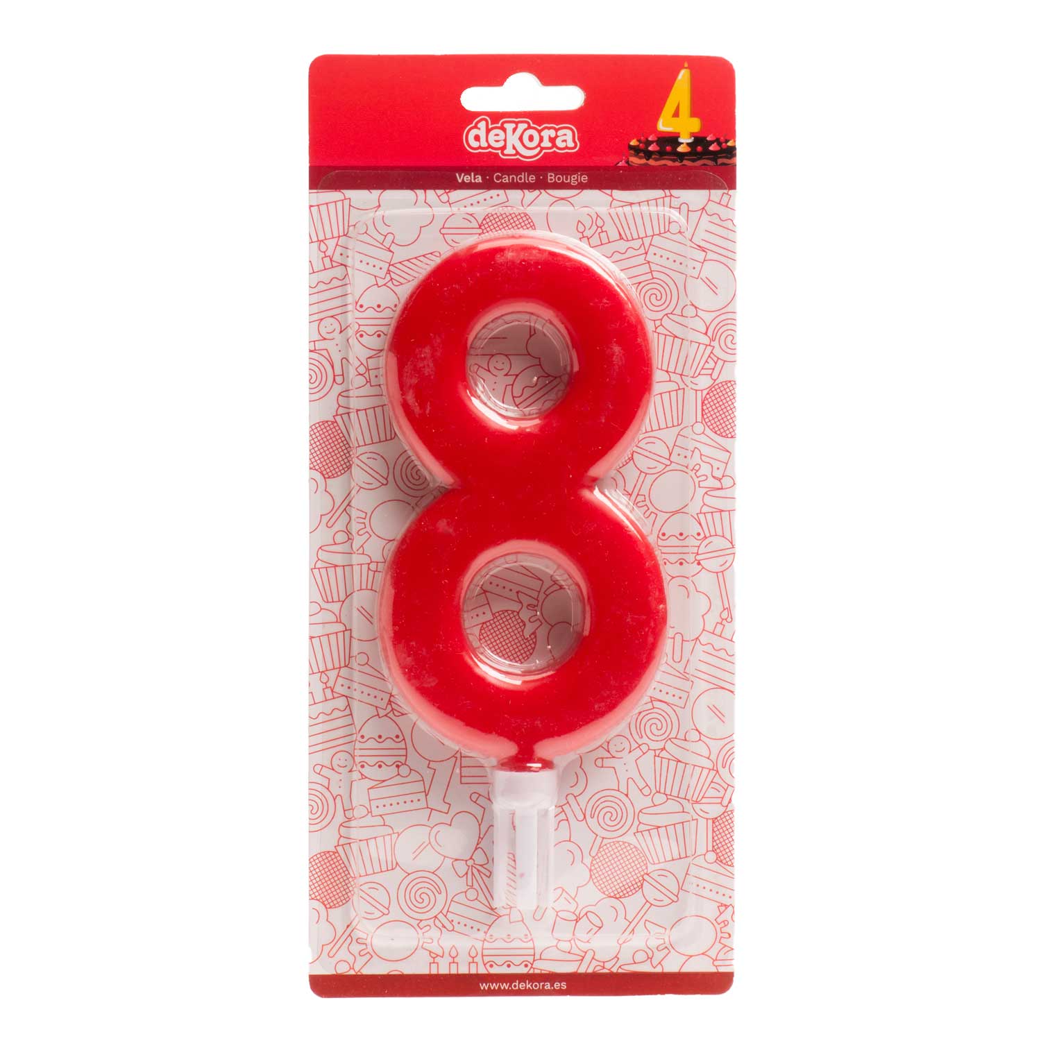 DISPLAY 6 GIANT BIRTHDAY CANDLES Nº8 15CM