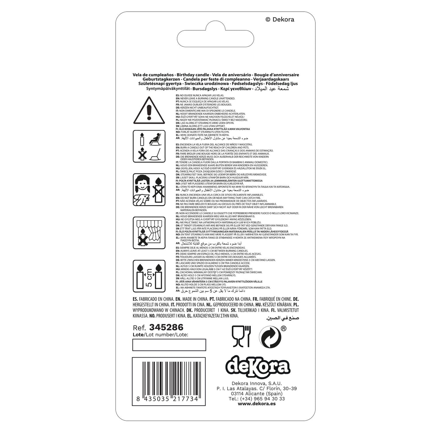 ESPOSITORE 6 CANDELINE GIGANTI Nº9 -15CM