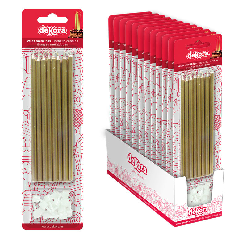 METALLIC GOLD BIRTHDAY CANDLES 13CM
