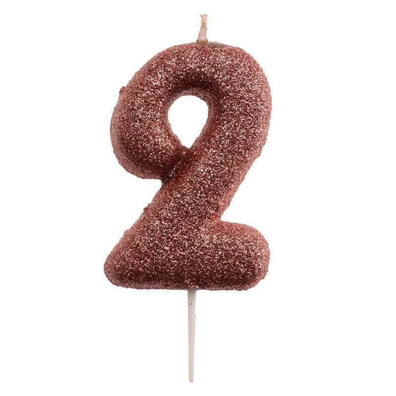 DISPLAY 12 GLITTER PINK GOLD BIRTHDAY CANDLES Nº 2