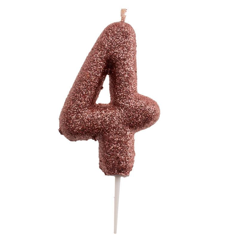 DISPLAY 12 GLITTER PINK GOLD BIRTHDAY CANDLES Nº 4