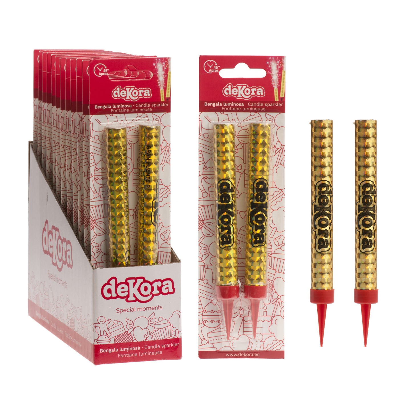 BLISTER 2 BENGALAS DORADAS 12CM