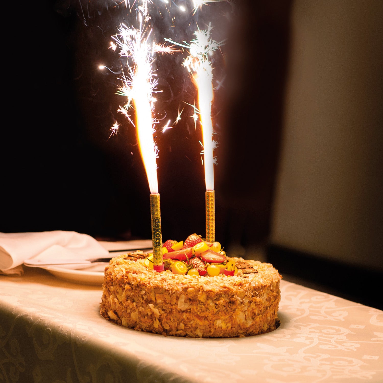 BLISTER 2 BENGALAS DORADAS 12CM