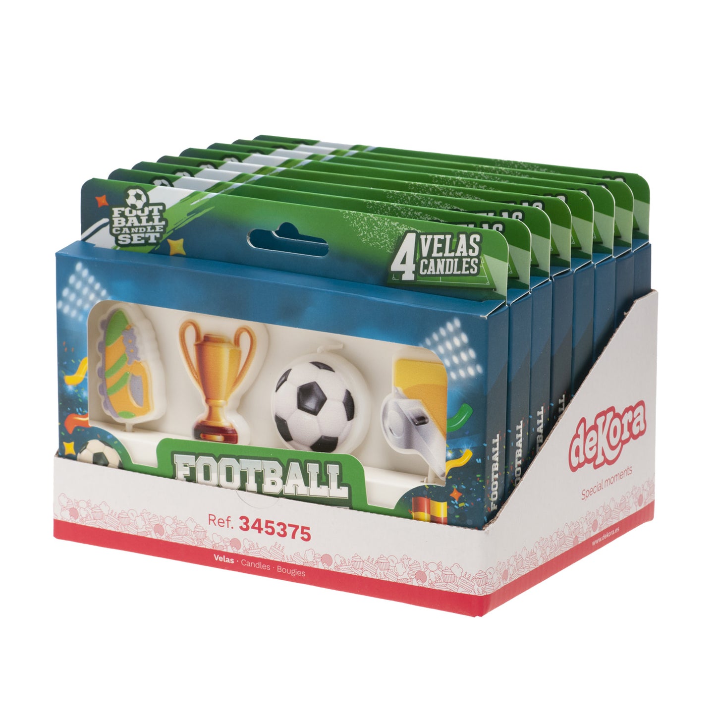 BOUGIES D'ANNIVERSAIRE FOOTBALL 4 MODÈLES 8CM