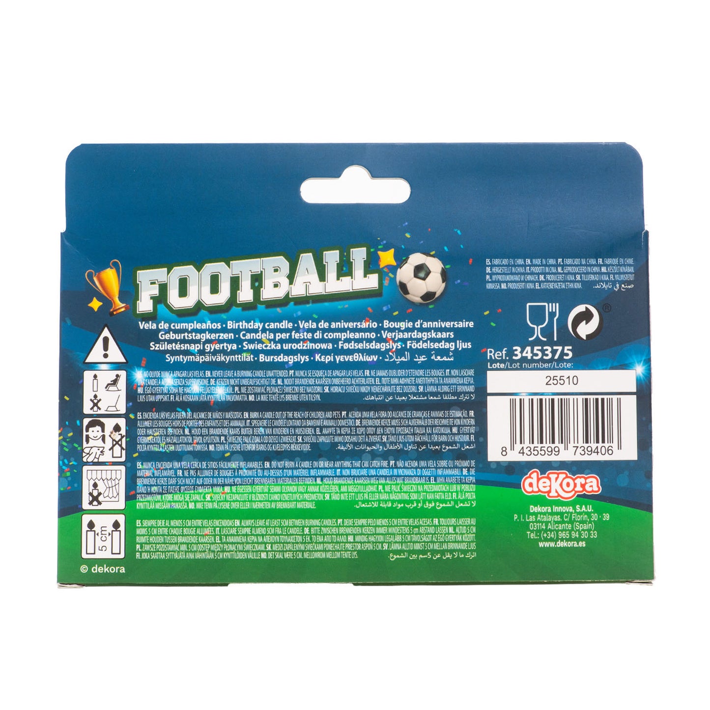 VELAS DE CUMPLEAÑOS FÚTBOL 4 MODELOS 8CM