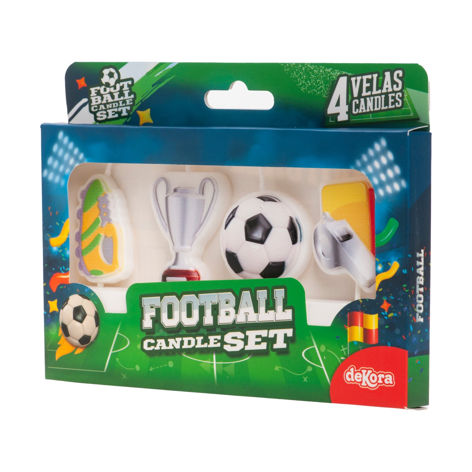 BOUGIES D'ANNIVERSAIRE FOOTBALL 4 MODÈLES 8CM