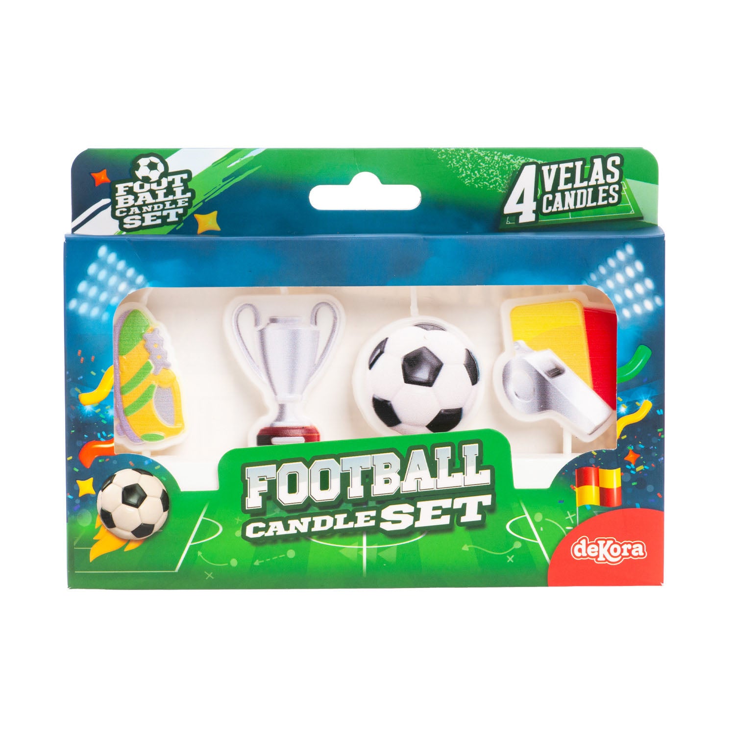 BOUGIES D'ANNIVERSAIRE FOOTBALL 4 MODÈLES 8CM