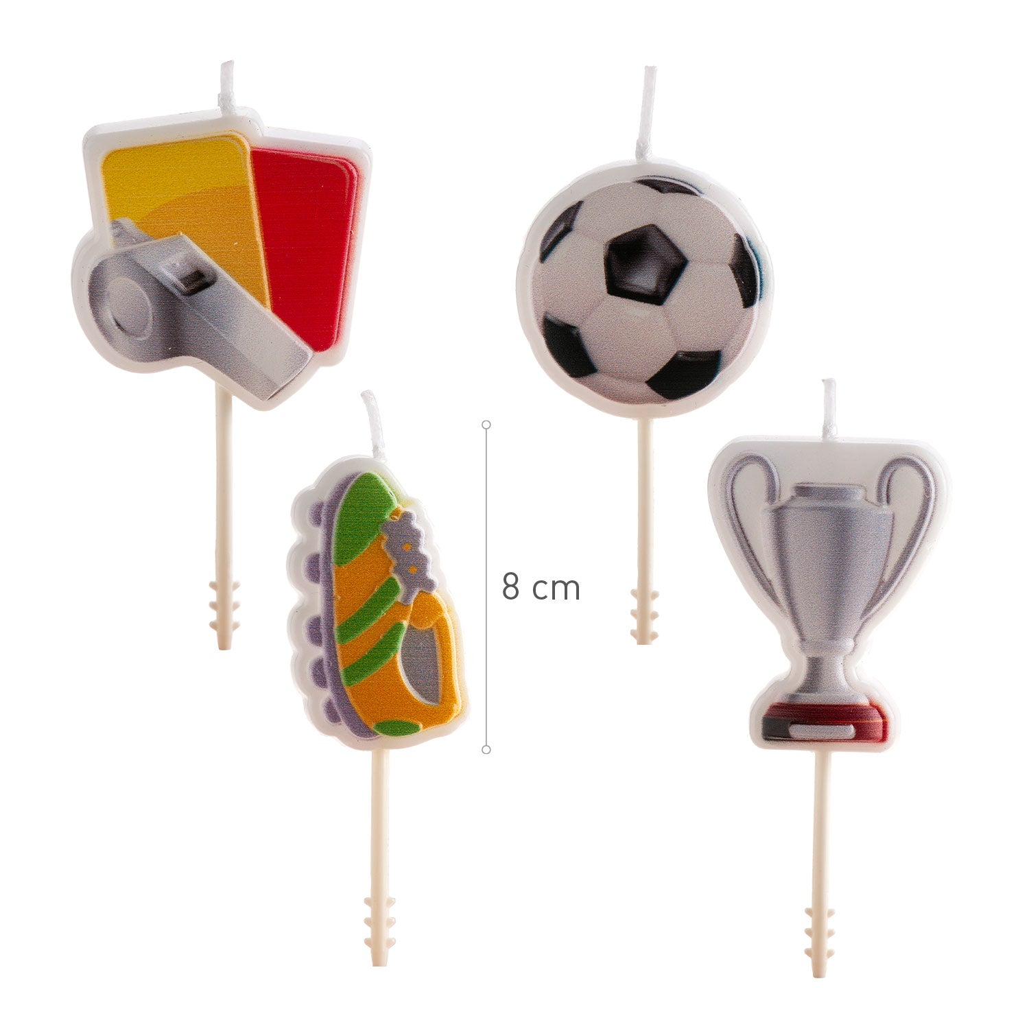 BOUGIES D'ANNIVERSAIRE FOOTBALL 4 MODÈLES 8CM