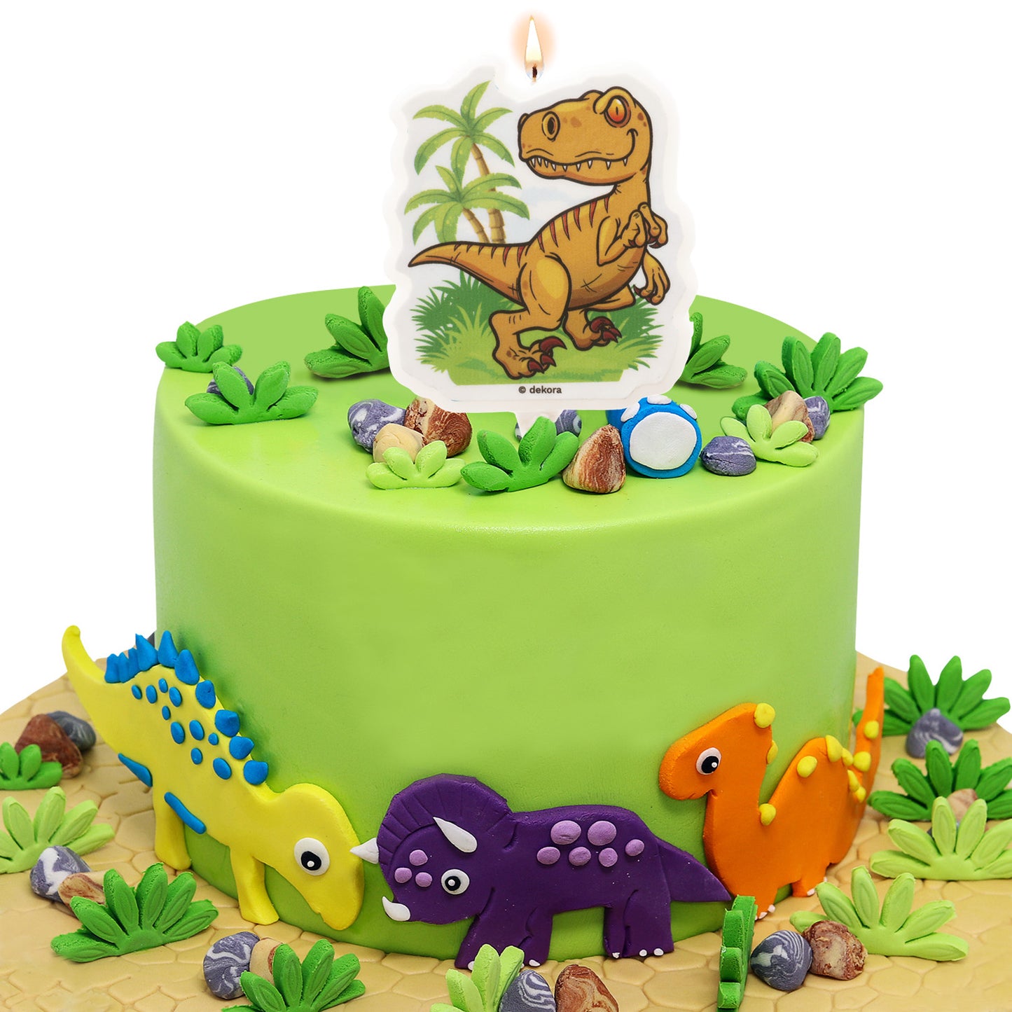 BOUGIE 2D ANNIVERSAIRE DINOSAURE 7,5CM