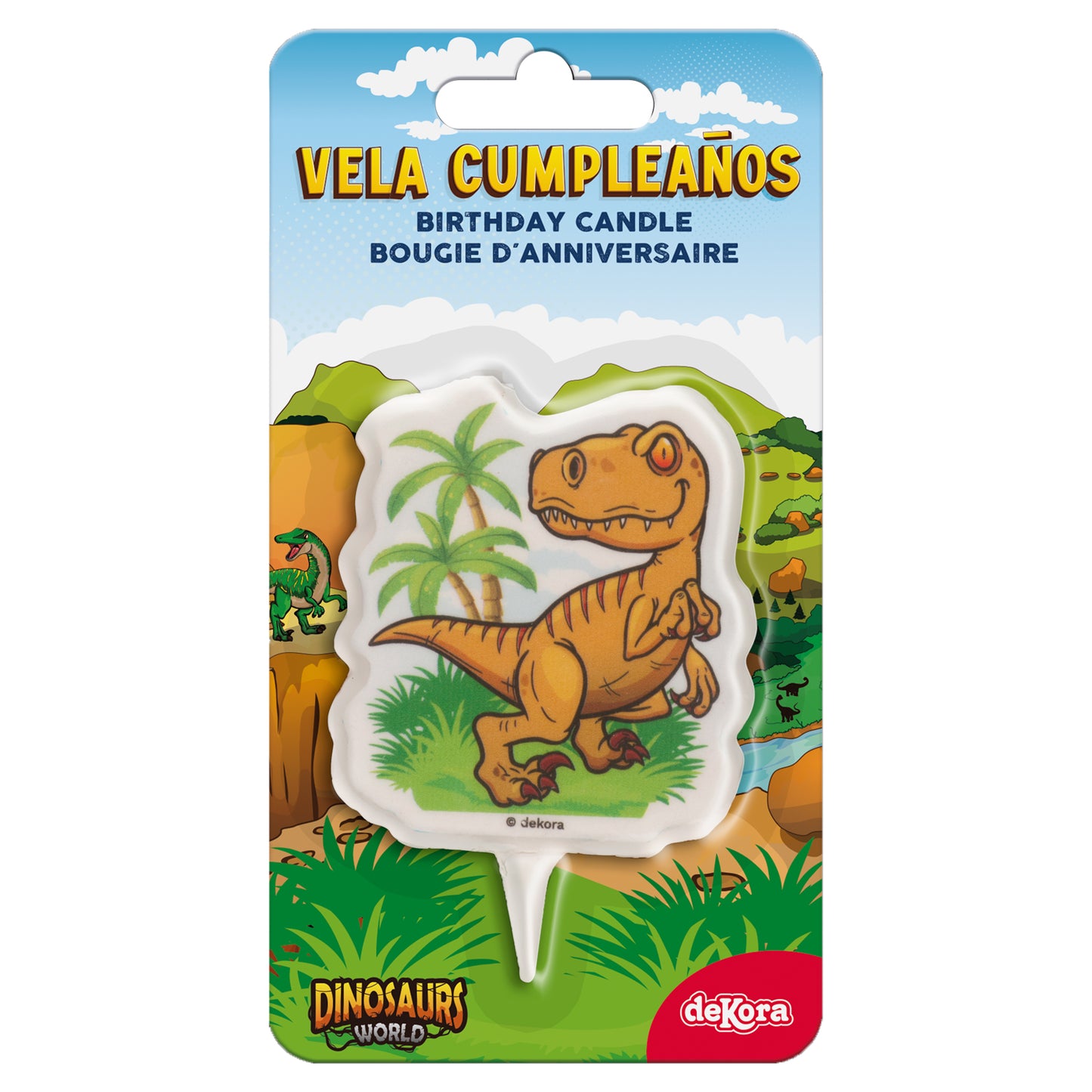 BOUGIE 2D ANNIVERSAIRE DINOSAURE 7,5CM