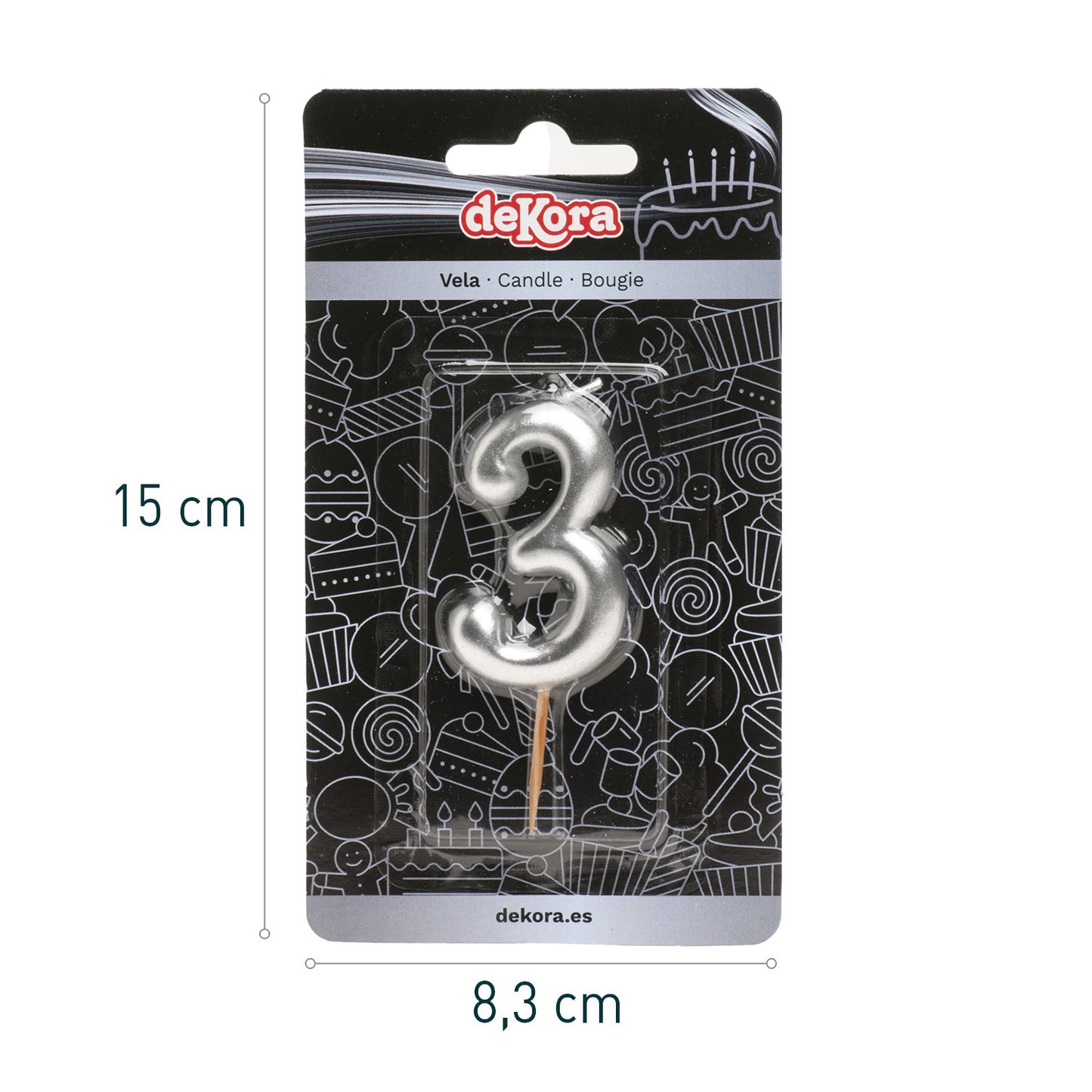 SILVER COMIC BIRTHDAY CANDLE | Nº3