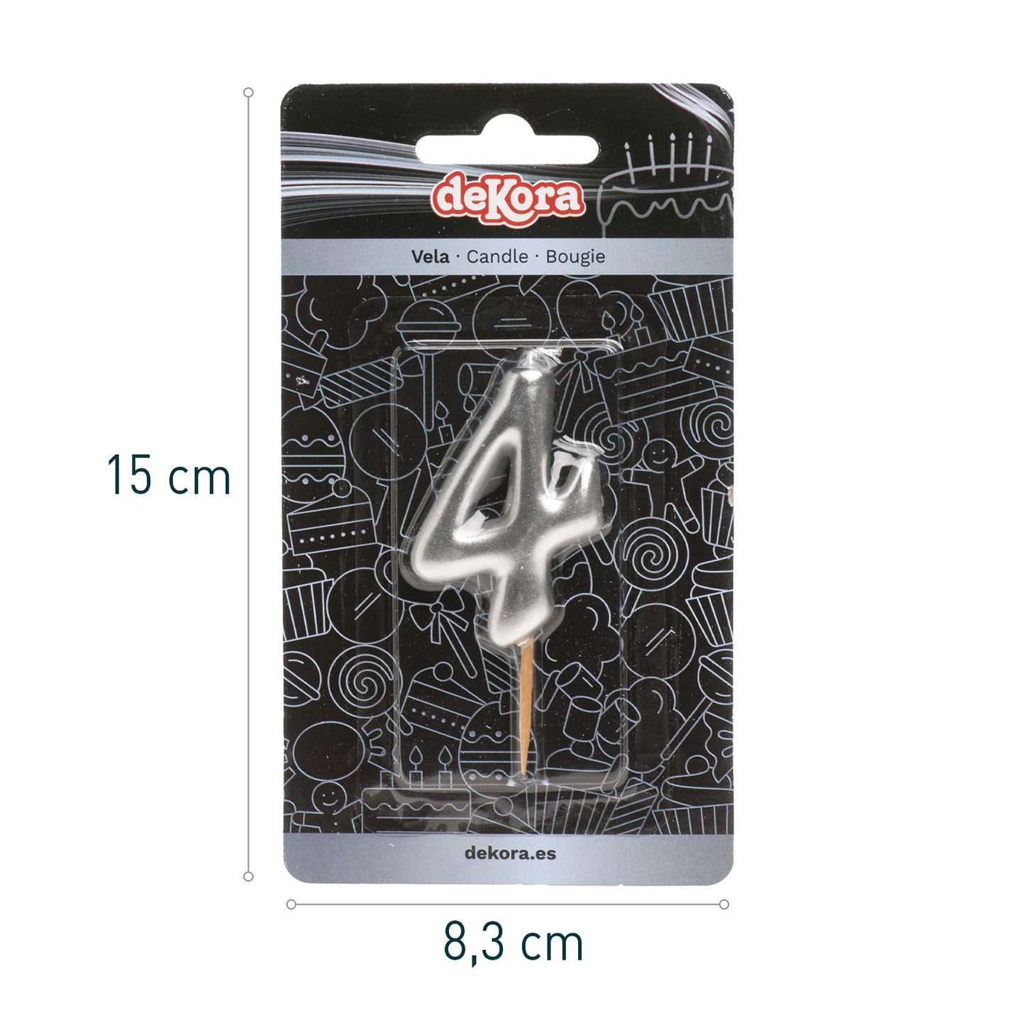 SILVER COMIC BIRTHDAY CANDLE | Nº4