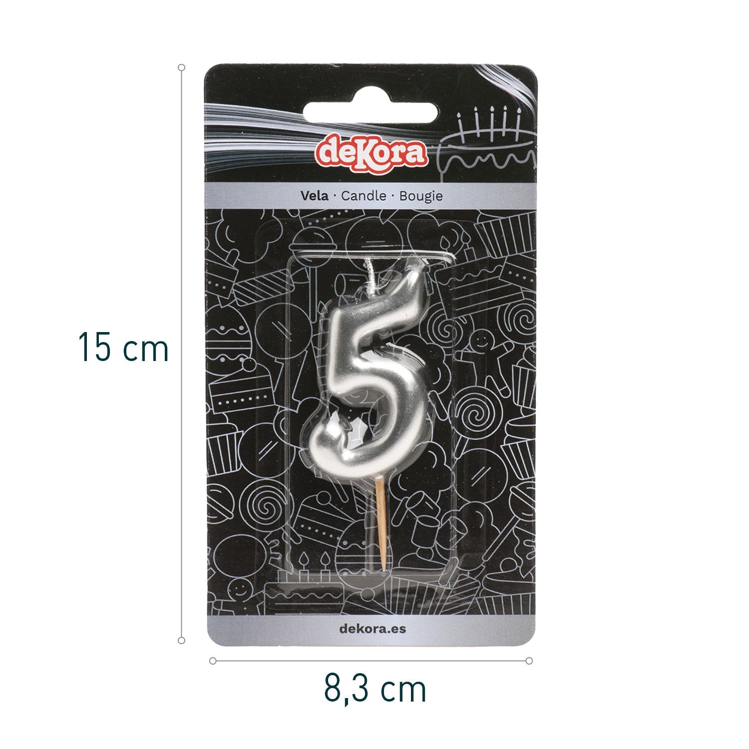 SILVER COMIC BIRTHDAY CANDLE | Nº5