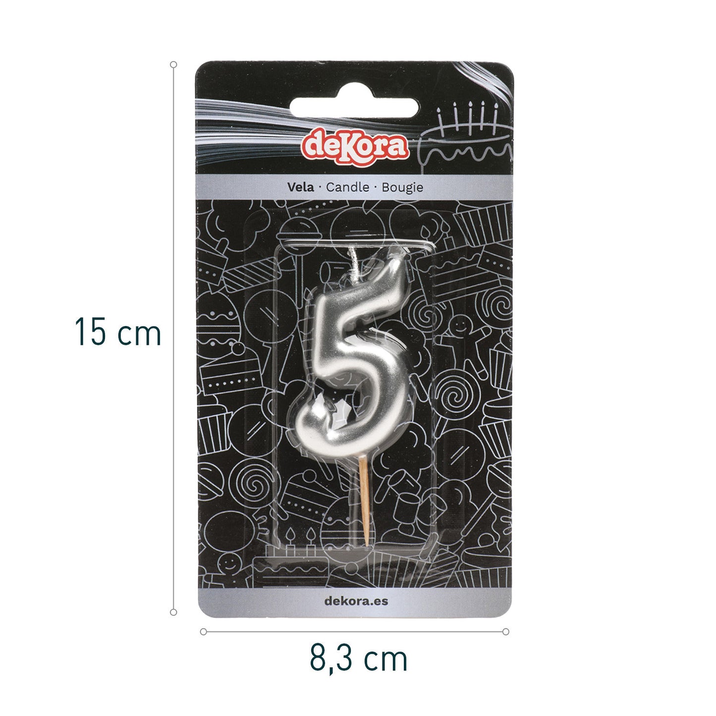 SILVER COMIC BIRTHDAY CANDLE | Nº5