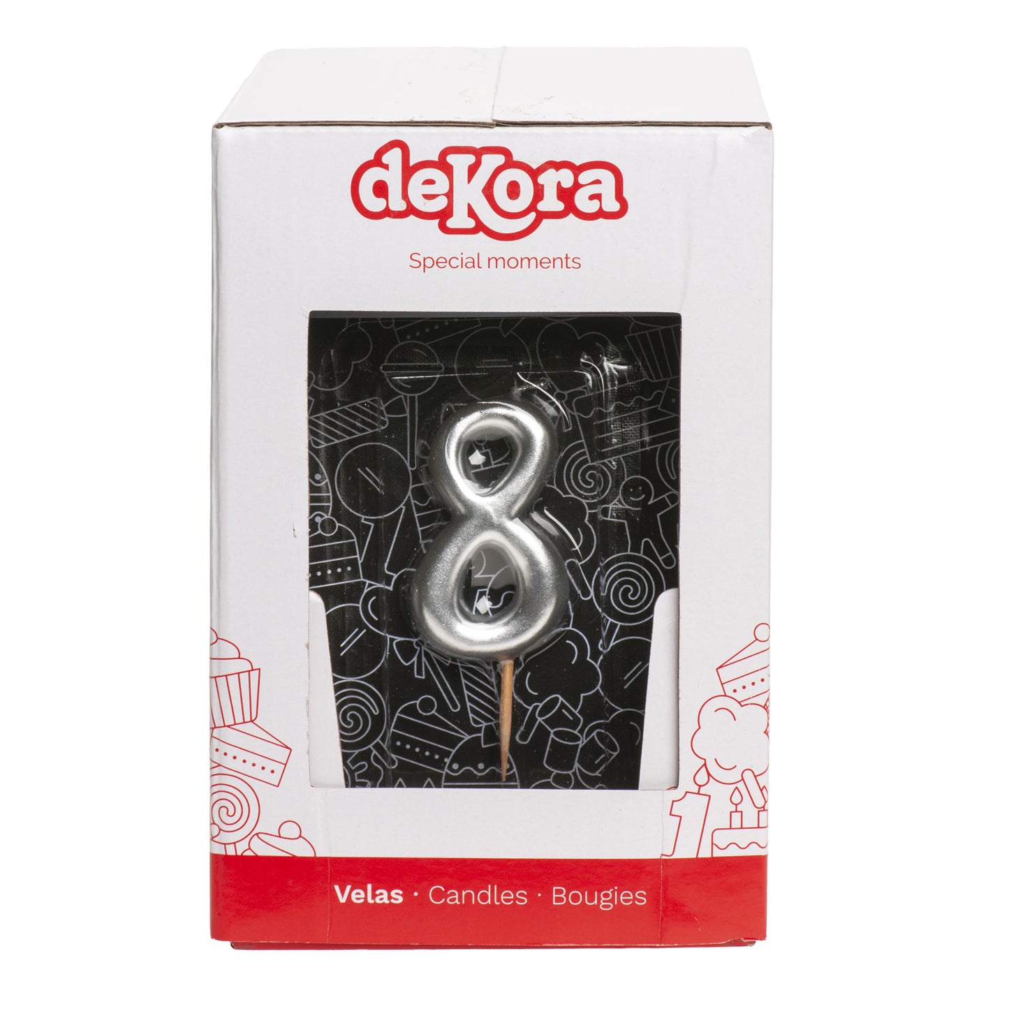 SILVER COMIC BIRTHDAY CANDLE | Nº8