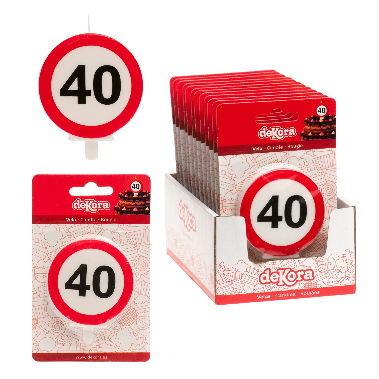 CANDELA 40 COMPLEANNO SEGNALE VIETATO 6,3CM