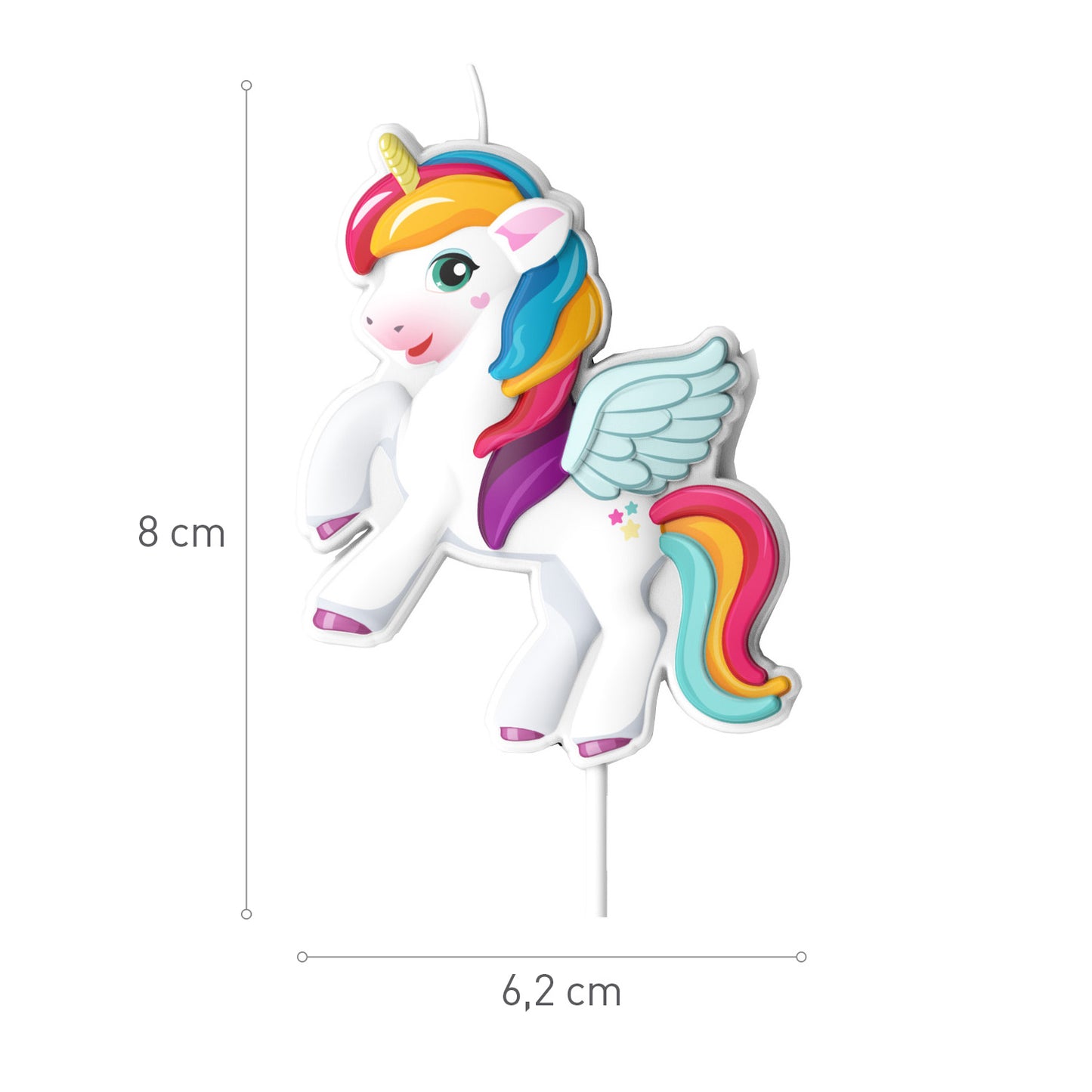 VELA CUMPLEAÑOS UNICORNIO 8X6.2CM